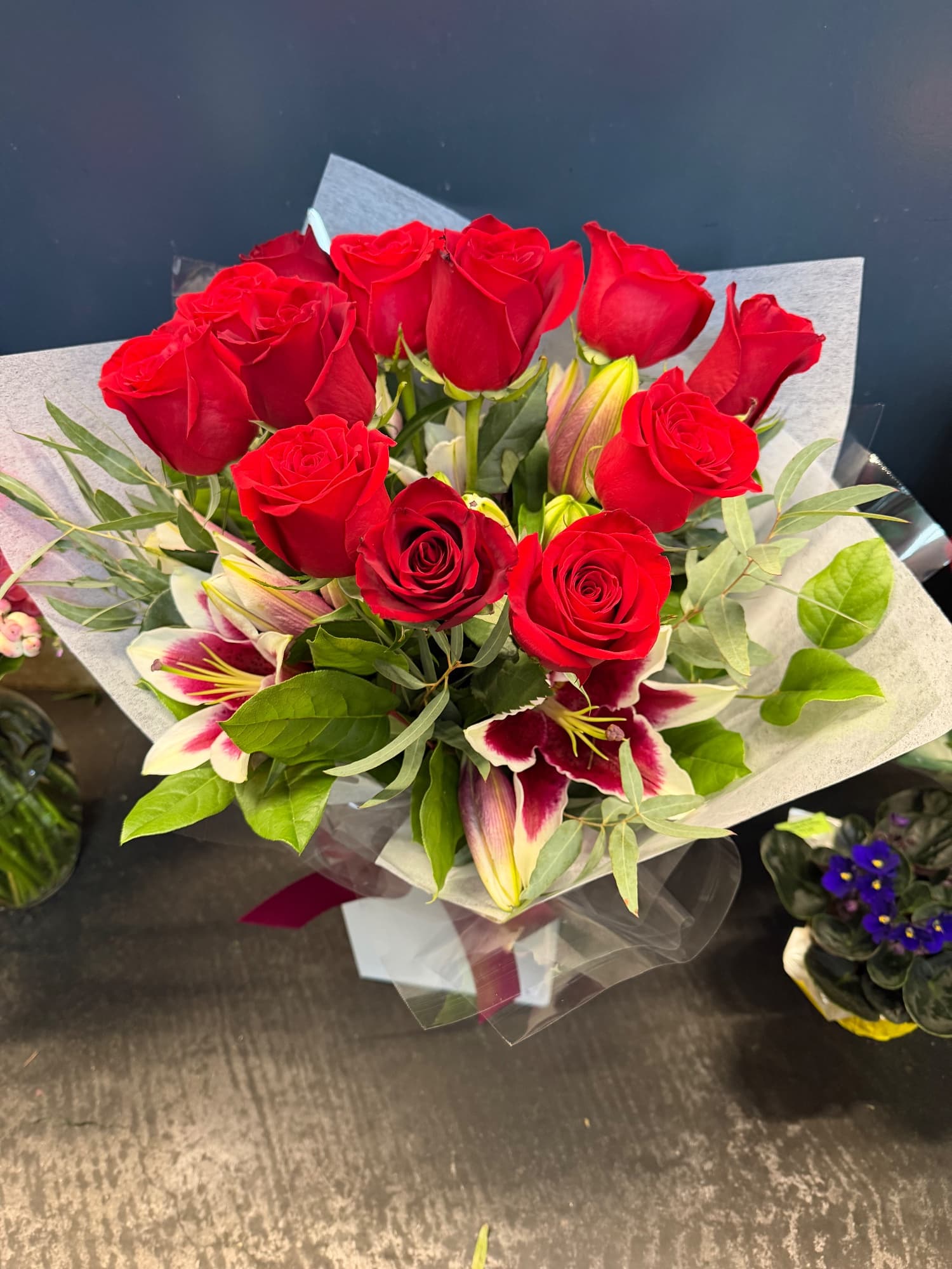 Red Rose & Lily Bouquet