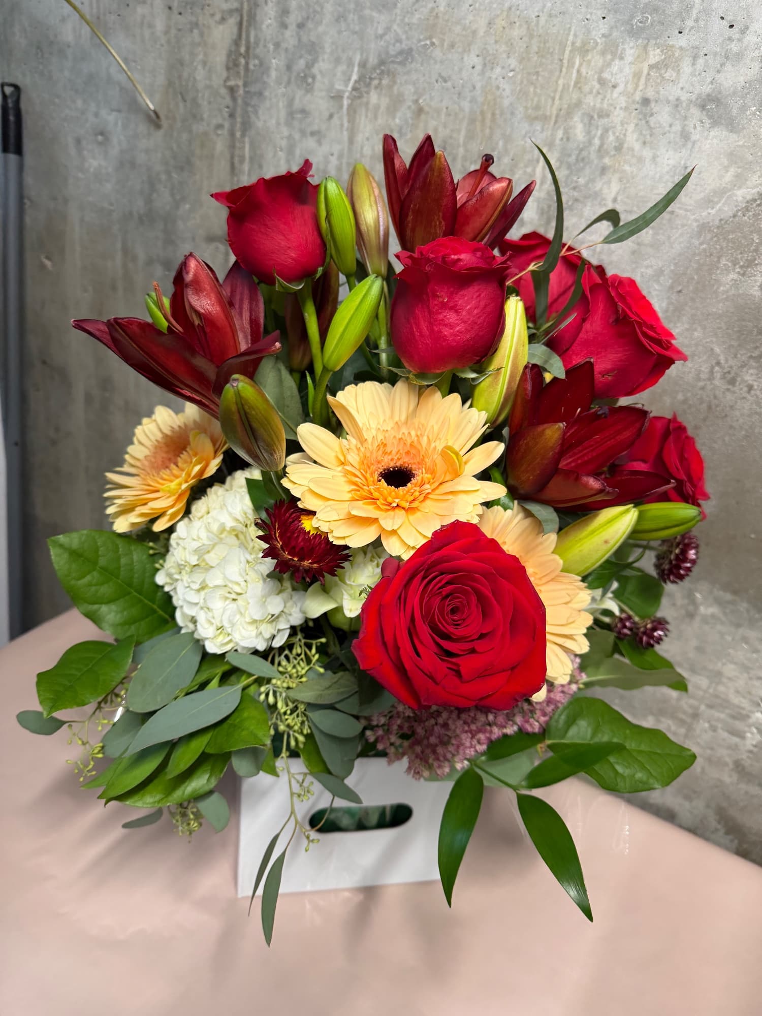 Crimson & Cream Arrangement